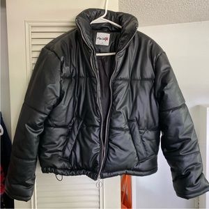 Faux Leather Puffer Jacket